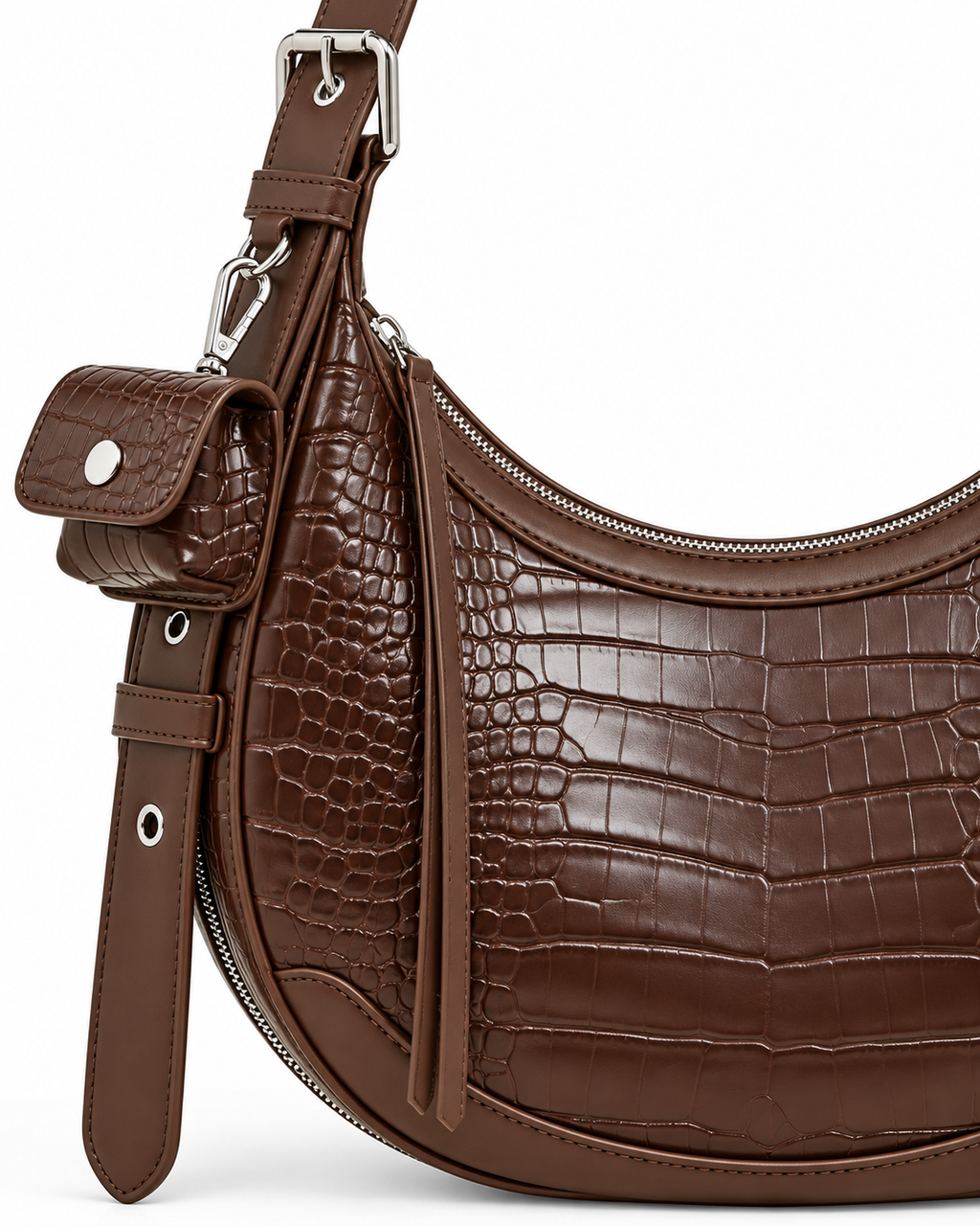 The Fiorella Shoulder Bag in Espresso, close-up detail