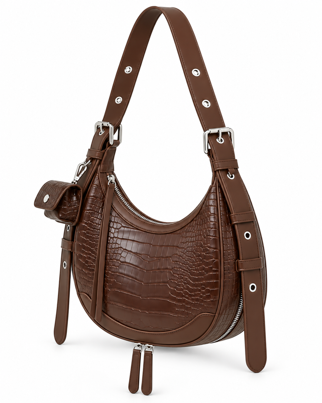 The Fiorella Shoulder Bag in Espresso, three-quarter view