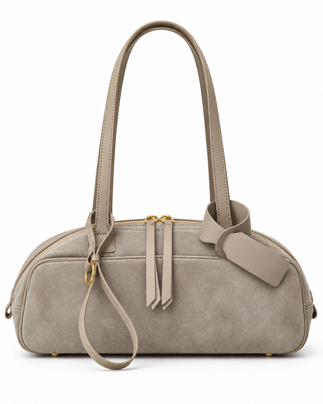 The Livia Shoulder Bag in Dove Grey, front view