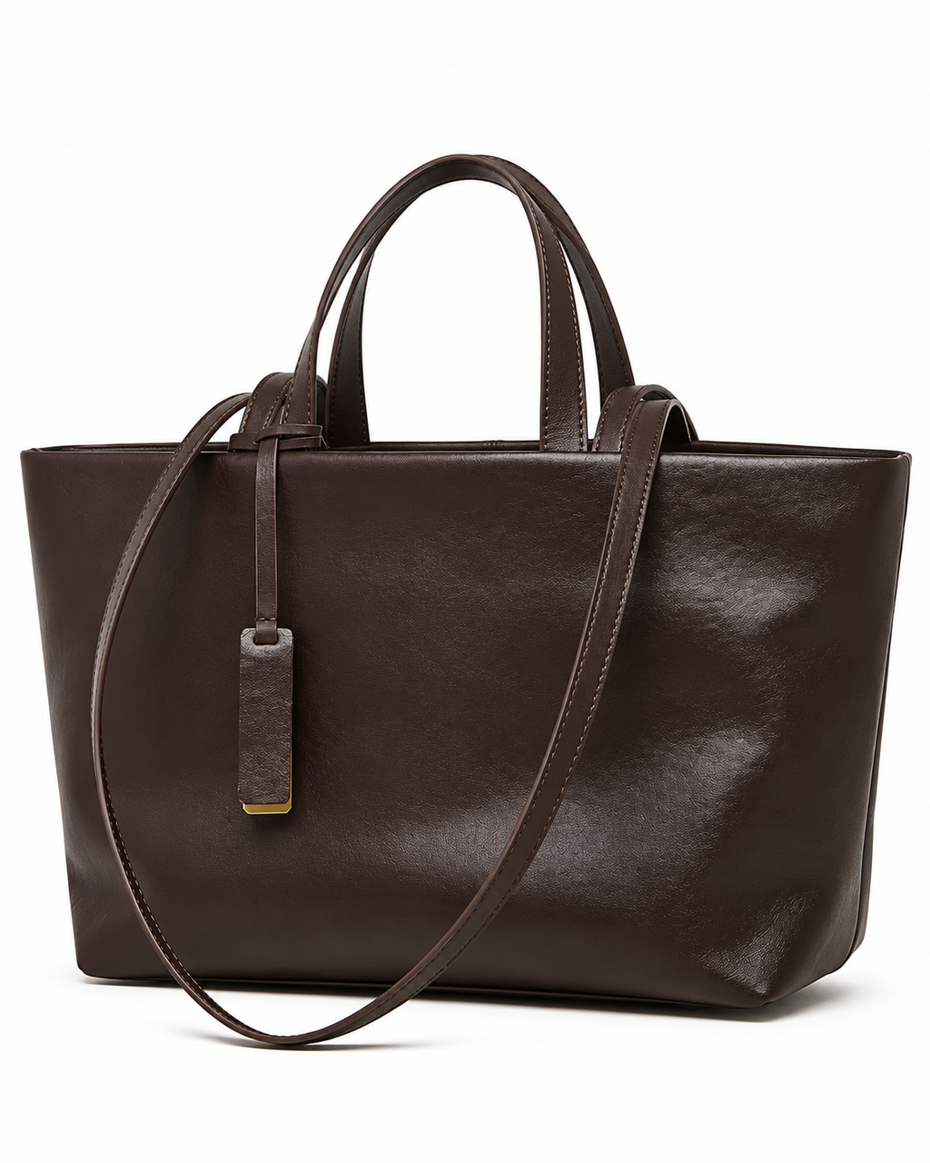 The Palazzo Tote in Tobacco, three-quarter view