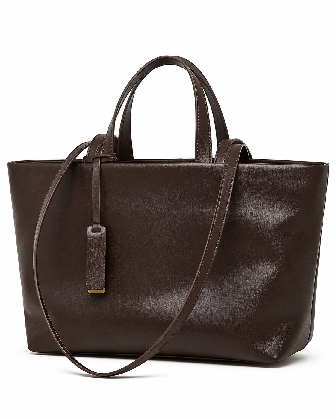 The Palazzo Tote in Tobacco, three-quarter view