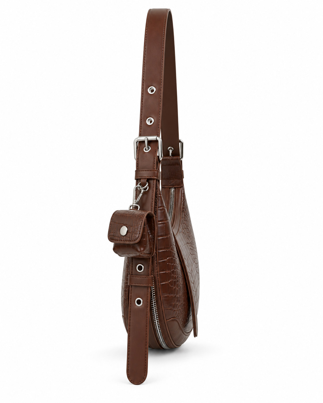 The Fiorella Shoulder Bag in Espresso, side view