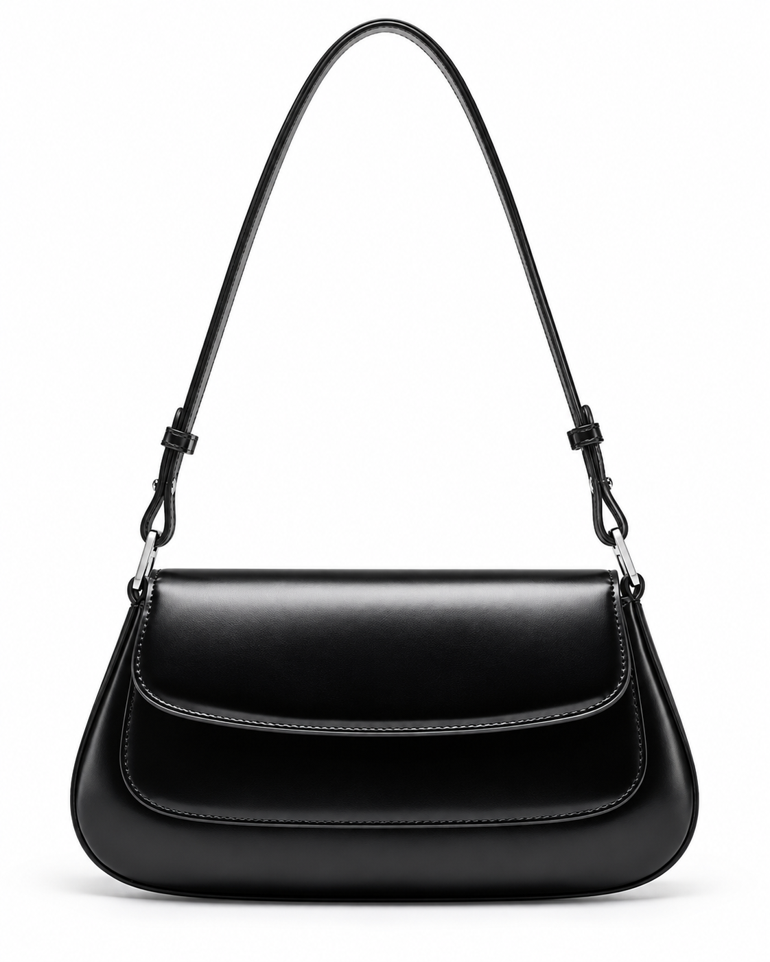 The Marcella Shoulder Bag in Nero, front view