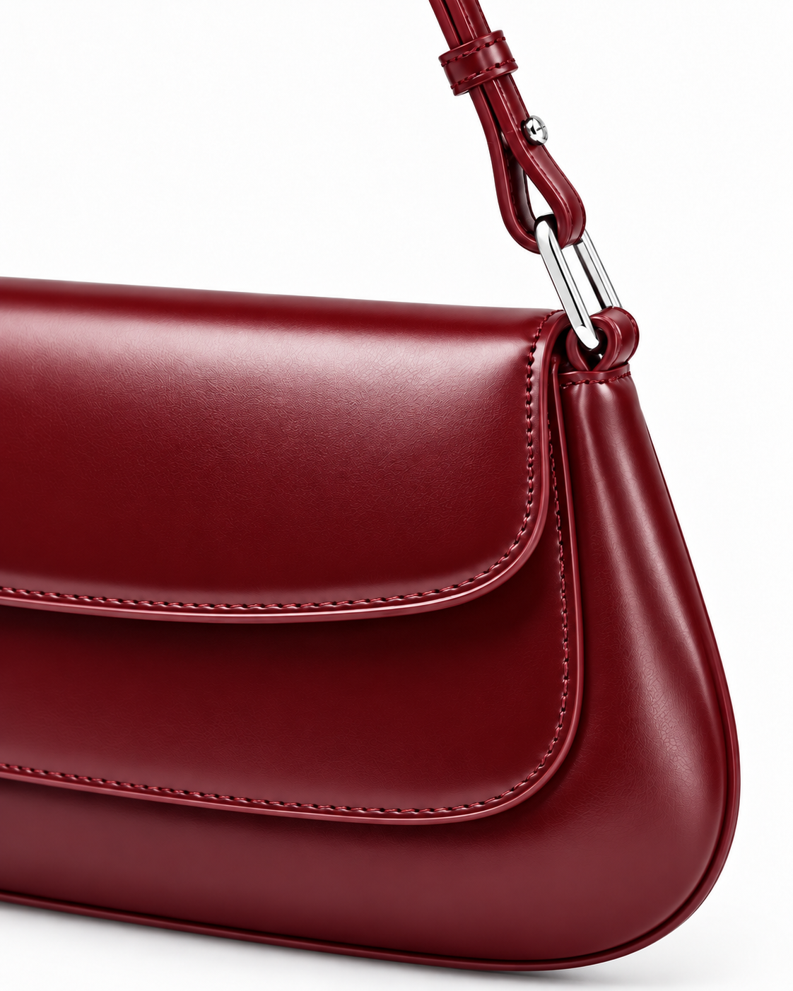 The Marcella Shoulder Bag in Barolo, close-up detail