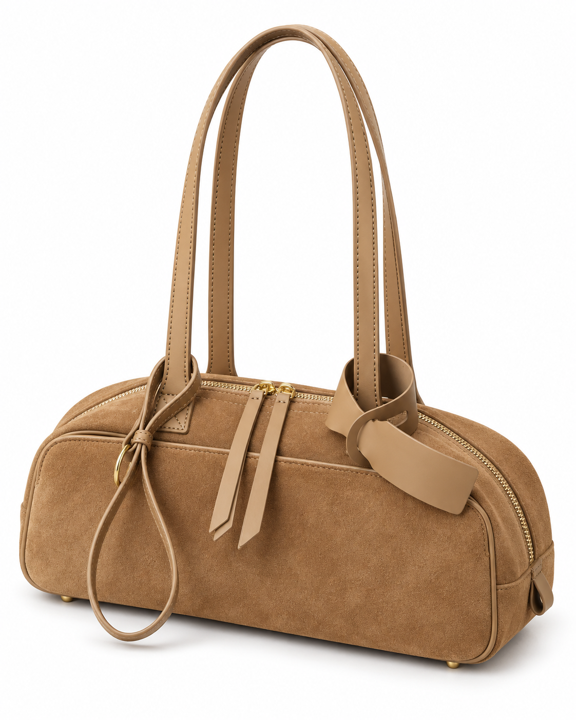 The Livia Shoulder Bag in Caramel, three-quarter view