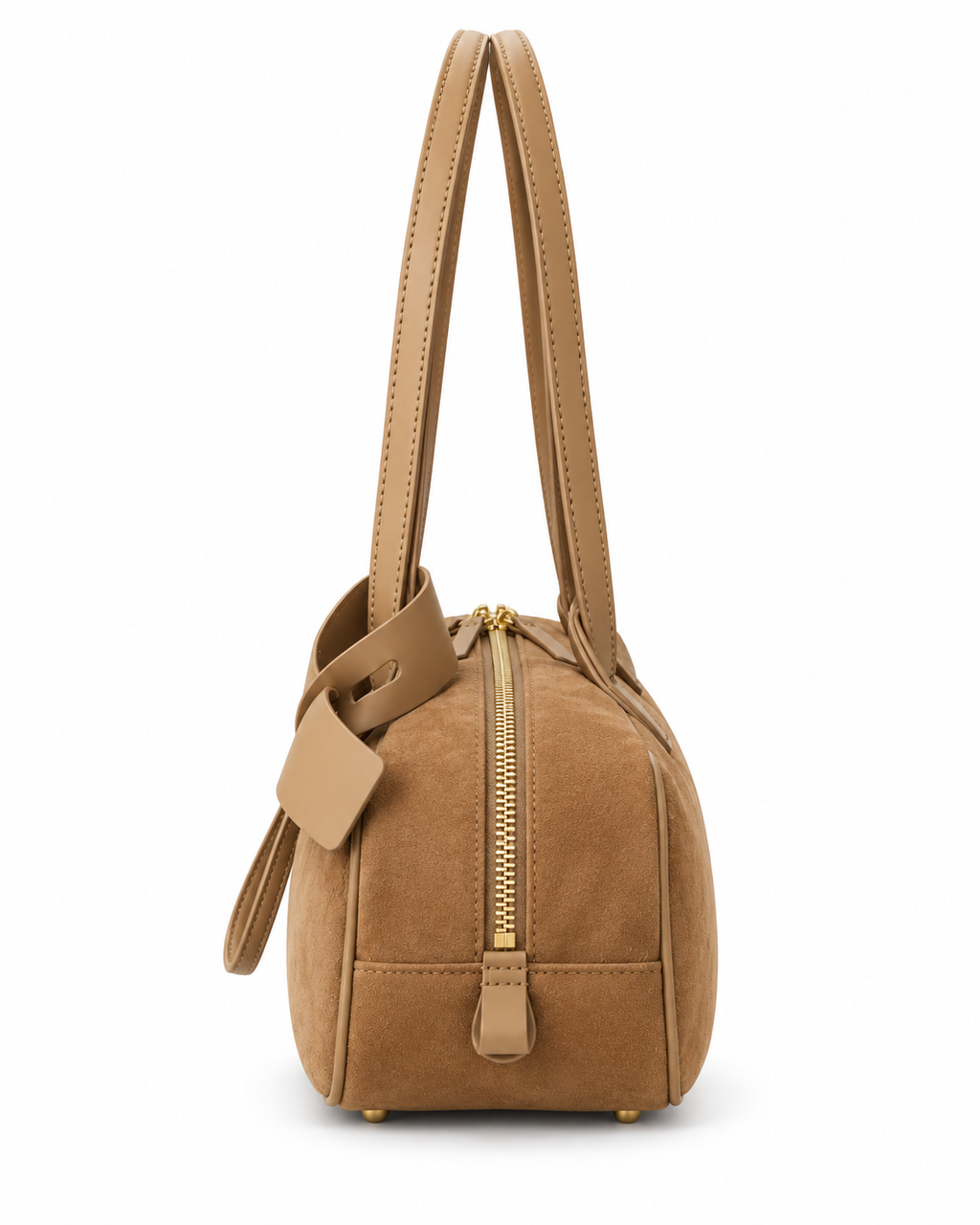 The Livia Shoulder Bag in Caramel, side view